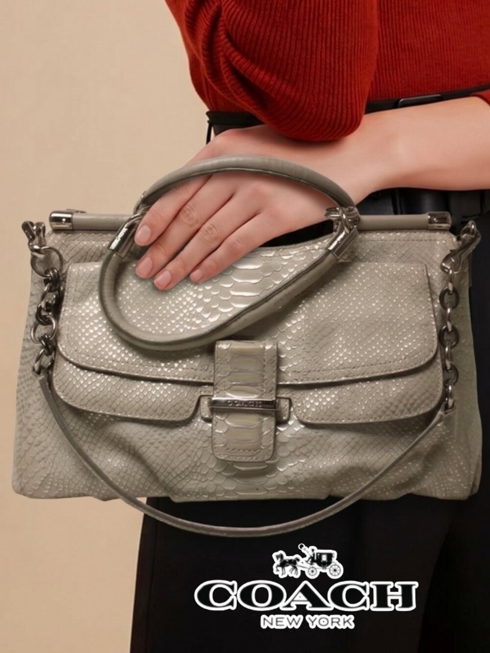 Coach RARE Madison Pinnacle Embossed Python Eva Shoulder Bag